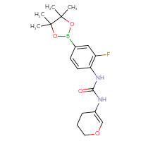 Chemical structure of 1-(3,4-dihydro-2H-pyran-5-yl)-3-[2-fluoro-4-(4,4,5,5-tetramethyl-1,3,2-dioxaborolan-2-yl)phenyl]urea - CSSB21246320313