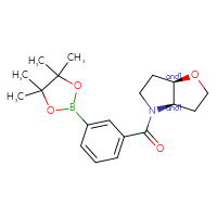 Chemical structure of rac-(3aR,6aR)-4-[3-(4,4,5,5-tetramethyl-1,3,2-dioxaborolan-2-yl)benzoyl]-hexahydro-2H-furo[3,2-b]pyrrole - CSSB21332847649