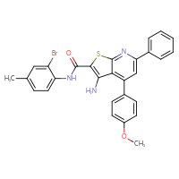 Chemical structure of 3-amino-N-(2-bromo-4-methylphenyl)-4-(4-methoxyphenyl)-6-phenylthieno[2,3-b]pyridine-2-carboxamide - CSSB00103159337