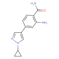 Chemical structure of 2-amino-4-(1-cyclopropyl-1H-pyrazol-4-yl)benzamide - CSSB06594811288