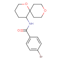 Chemical structure of 4-bromo-N-{1,9-dioxaspiro[5.5]undecan-5-yl}benzamide - CSSB01958686076