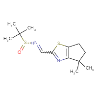 Chemical structure of (R)-N-({4,4-dimethyl-4H,5H,6H-cyclopenta[d][1,3]thiazol-2-yl}methylidene)-2-methylpropane-2-sulfinamide - CSSB14965042950