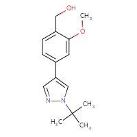 Chemical structure of [4-(1-tert-butyl-1H-pyrazol-4-yl)-2-methoxyphenyl]methanol - CSSB02360925351