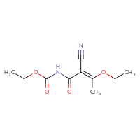 Chemical structure of ethyl N-[(2E)-2-cyano-2-(1-ethoxyethylidene)acetyl]carbamate - CSSB00029288593