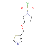 Chemical structure of 3-[(1,3-thiazol-5-yl)methoxy]pyrrolidine-1-sulfonyl chloride - CSSB14995754017