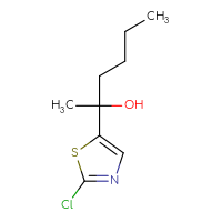 Chemical structure of 2-(2-chloro-1,3-thiazol-5-yl)hexan-2-ol - CSSB20844250515