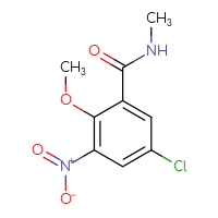 Chemical structure of 5-chloro-2-methoxy-N-methyl-3-nitrobenzamide - CSSB02283618529