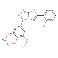 Chemical structure of 6-(2-chlorophenyl)-3-(3,4,5-trimethoxyphenyl)-[1,2,4]triazolo[3,4-b][1,3,4]thiadiazole - CSSB00121736376
