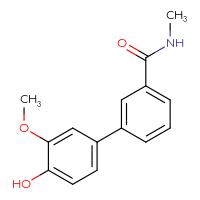 Chemical structure of 4'-hydroxy-3'-methoxy-N-methyl-[1,1'-biphenyl]-3-carboxamide - CSSB00150704509