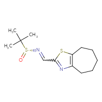 Chemical structure of (R)-N-({4H,5H,6H,7H,8H-cyclohepta[d][1,3]thiazol-2-yl}methylidene)-2-methylpropane-2-sulfinamide - CSSB21331640394