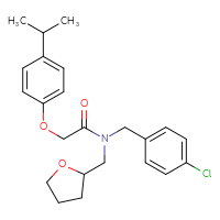 Chemical structure of N-[(4-chlorophenyl)methyl]-N-[(oxolan-2-yl)methyl]-2-[4-(propan-2-yl)phenoxy]acetamide - CSSB00027509889