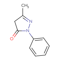 Chemical structure of 3-methyl-1-phenyl-4,5-dihydro-1H-pyrazol-5-one - CSSB00000175131