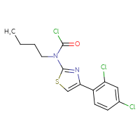 Chemical structure of N-butyl-N-[4-(2,4-dichlorophenyl)-1,3-thiazol-2-yl]carbamoyl chloride - CSSB21224765040