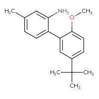 Chemical structure of 5'-tert-butyl-2'-methoxy-4-methyl-[1,1'-biphenyl]-2-amine - CSSB06589597289