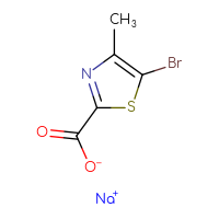 Chemical structure of sodium 5-bromo-4-methyl-1,3-thiazole-2-carboxylate - CSSB00102692133
