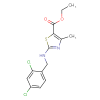 Chemical structure of ethyl 2-{[(2,4-dichlorophenyl)methyl]amino}-4-methyl-1,3-thiazole-5-carboxylate - CSSB01386441740