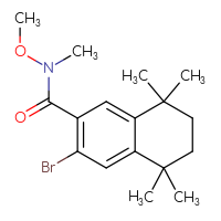 Chemical structure of 3-bromo-N-methoxy-N,5,5,8,8-pentamethyl-5,6,7,8-tetrahydronaphthalene-2-carboxamide - CSSB15217610586