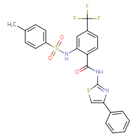 Chemical structure of 2-(4-methylbenzenesulfonamido)-N-(4-phenyl-1,3-thiazol-2-yl)-4-(trifluoromethyl)benzamide - CSSB00103150190