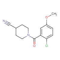 Chemical structure of 1-(2-chloro-5-methoxybenzoyl)piperidine-4-carbonitrile - CSSB06308361711