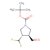 Chemical structure of tert-butyl (3S,4S)-3-(difluoromethyl)-4-formylpyrrolidine-1-carboxylate - CSSB14863703737