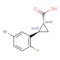 Chemical structure of rac-(1R,2R)-2-(5-bromo-2-fluorophenyl)cyclopropane-1-carboxylic acid - CSSB02125417199