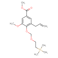 Chemical structure of methyl 3-methoxy-5-(prop-2-en-1-yl)-4-{[2-(trimethylsilyl)ethoxy]methoxy}benzoate - CSSB21432543687