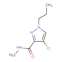 Chemical structure of 4-chloro-N-methyl-1-propyl-1H-pyrazole-3-carboxamide - CSSB01046929461