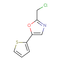 Chemical structure of 2-(chloromethyl)-5-(thiophen-2-yl)-1,3-oxazole - CSSB00000754011
