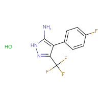 Chemical structure of 4-(4-fluorophenyl)-3-(trifluoromethyl)-1H-pyrazol-5-amine hydrochloride - CSSB02125606745