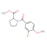 Chemical structure of methyl 1-(3-chloro-4-methoxybenzoyl)pyrrolidine-2-carboxylate - CSSB01406050351