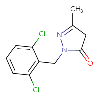 Chemical structure of 1-[(2,6-dichlorophenyl)methyl]-3-methyl-4,5-dihydro-1H-pyrazol-5-one - CSSB00000010390