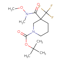Chemical structure of tert-butyl 3-[methoxy(methyl)carbamoyl]-3-(trifluoromethyl)piperidine-1-carboxylate - CSSB01148881432