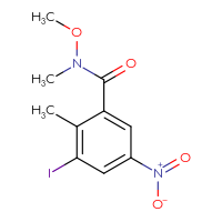 Chemical structure of 3-iodo-N-methoxy-N,2-dimethyl-5-nitrobenzamide - CSSB01999854587