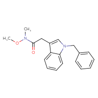 Chemical structure of 2-(1-benzyl-1H-indol-3-yl)-N-methoxy-N-methylacetamide - CSSB15591575859