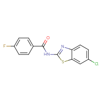 Chemical structure of N-(6-chloro-1,3-benzothiazol-2-yl)-4-fluorobenzamide - CSSB00040058343