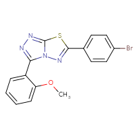 Chemical structure of 6-(4-bromophenyl)-3-(2-methoxyphenyl)-[1,2,4]triazolo[3,4-b][1,3,4]thiadiazole - CSSB00121637893