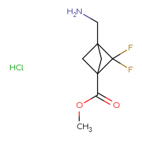 Chemical structure of methyl 3-(aminomethyl)-2,2-difluorobicyclo[1.1.1]pentane-1-carboxylate hydrochloride - CSSB14948340708