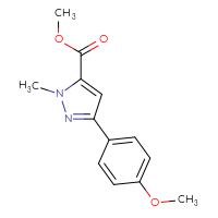 Chemical structure of methyl 3-(4-methoxyphenyl)-1-methyl-1H-pyrazole-5-carboxylate - CSSB00160504752