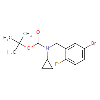 Chemical structure of tert-butyl N-[(5-bromo-2-fluorophenyl)methyl]-N-cyclopropylcarbamate - CSSB00015191932