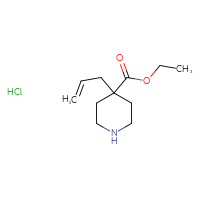 Chemical structure of ethyl 4-(prop-2-en-1-yl)piperidine-4-carboxylate hydrochloride - CSSB00020628490