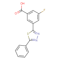 Chemical structure of 3-fluoro-5-(5-phenyl-1,3,4-thiadiazol-2-yl)benzoic acid - CSSB21531616749