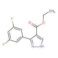 Chemical structure of ethyl 3-(3,5-difluorophenyl)-1H-pyrazole-4-carboxylate - CSSB06589120881