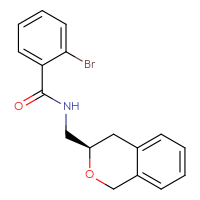 Chemical structure of 2-bromo-N-{[(3R)-3,4-dihydro-1H-2-benzopyran-3-yl]methyl}benzamide - CSSB06896954094