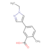 Chemical structure of 5-(1-ethyl-1H-pyrazol-4-yl)-2-methylbenzoic acid - CSSB00005957902