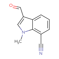 Chemical structure of 3-formyl-1-methyl-1H-indole-7-carbonitrile - CSSB00009841042