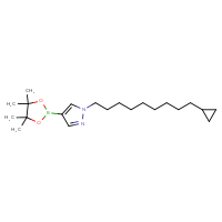 Chemical structure of 1-(9-cyclopropylnonyl)-4-(4,4,5,5-tetramethyl-1,3,2-dioxaborolan-2-yl)-1H-pyrazole - CSSB21229494749