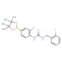 Chemical structure of 3-[2-fluoro-4-(4,4,5,5-tetramethyl-1,3,2-dioxaborolan-2-yl)phenyl]-1-[(2-fluorophenyl)methyl]urea - CSSB21332159768