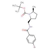 Chemical structure of tert-butyl (2S,5S)-2-{[(4-bromophenyl)formamido]methyl}-5-methylpyrrolidine-1-carboxylate - CSSB20742053147