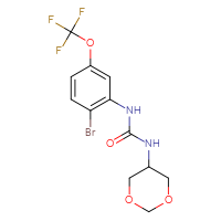 Chemical structure of 3-[2-bromo-5-(trifluoromethoxy)phenyl]-1-(1,3-dioxan-5-yl)urea - CSSB21432506291