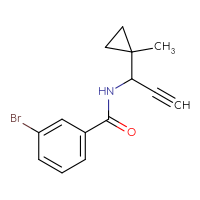 Chemical structure of 3-bromo-N-[1-(1-methylcyclopropyl)prop-2-yn-1-yl]benzamide - CSSB14992947510